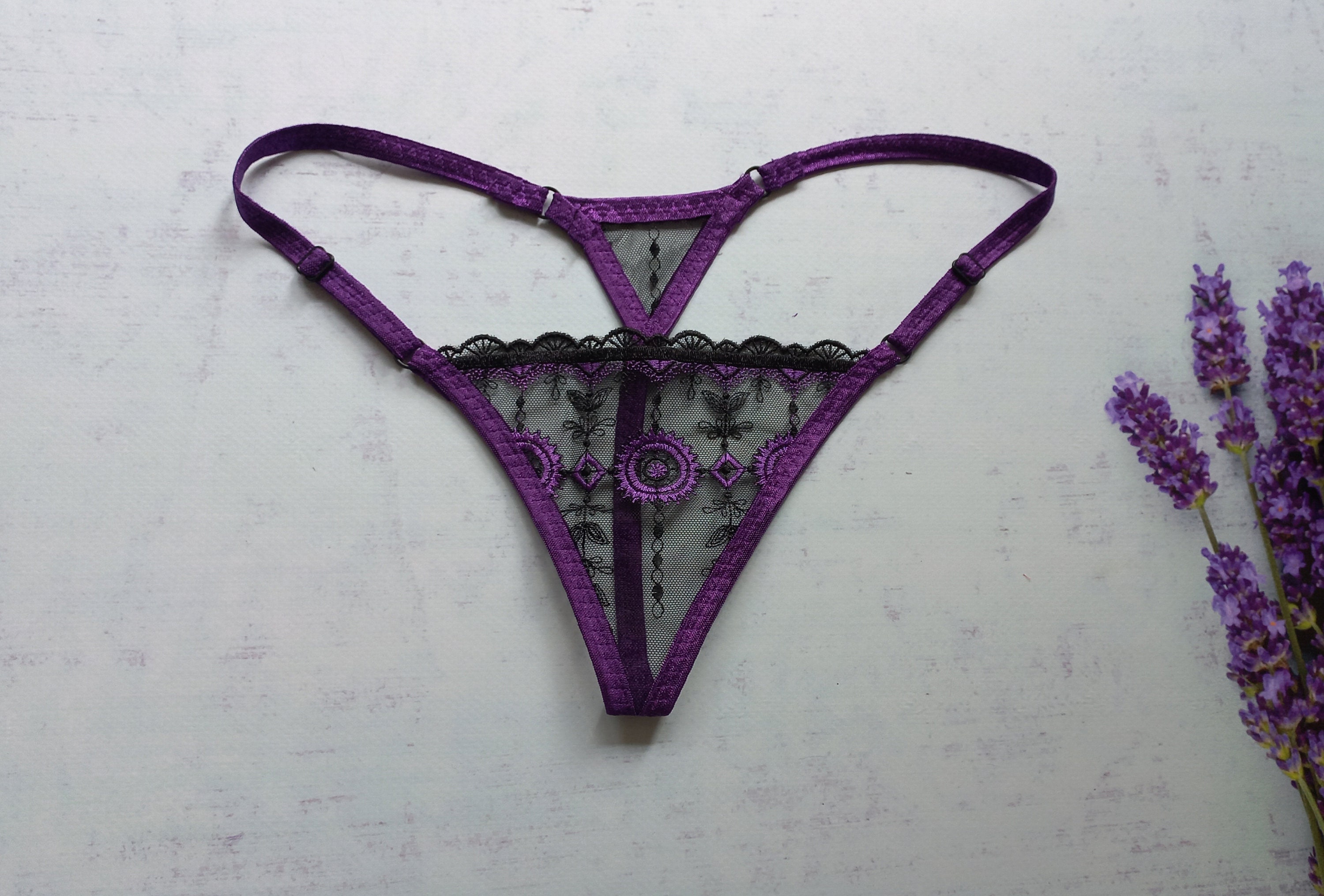 Couple underwear set sexy thong head lace hollow opening