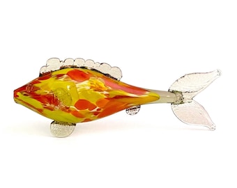 Fish Arowana Clear Blown Glass Blowing Art gifts Figurines Animal Decor Handmade 