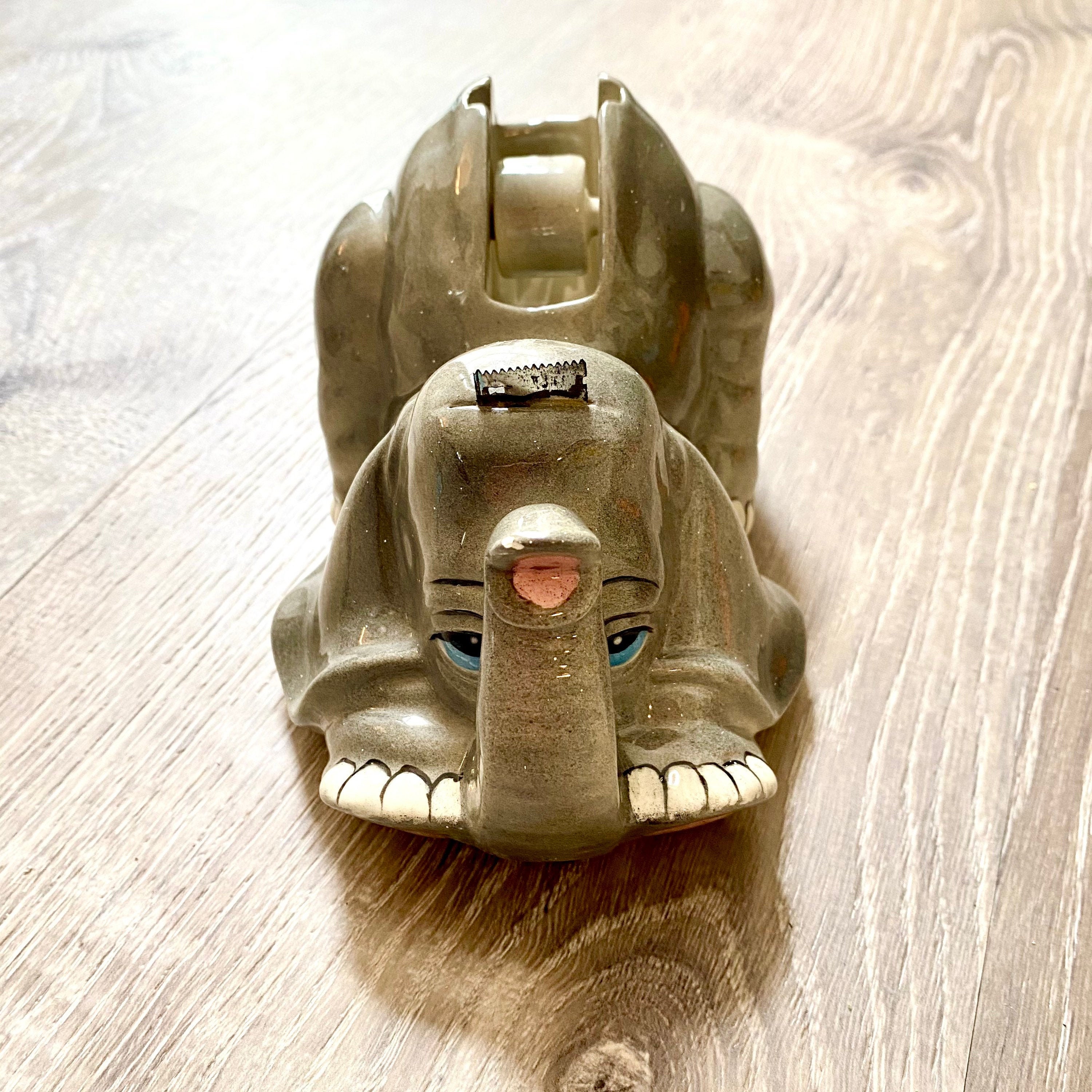 Vintage Elephant Tape Dispenser Holder Dumbo Céramique Bureau Etsy