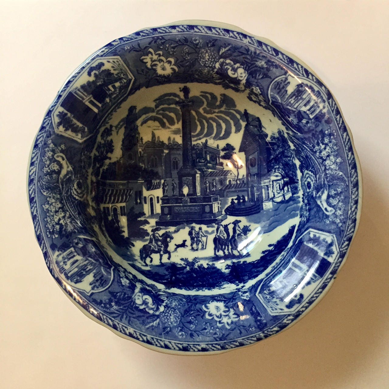 Large Victoria Ware Ironstone Bowl Ironstone Blue Town Scene Etsy
