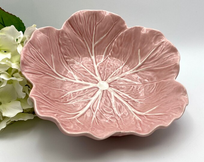 Pink Cabbage Leaf Bowl Majolica Serving Bowl Bordallo Etsy