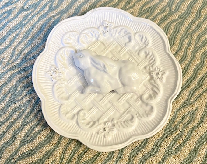 Vintage White Rabbit Decorative Plate Ganz White Rabbit Wall Etsy
