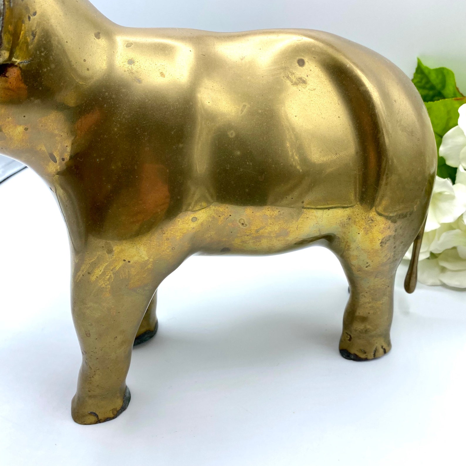 Vintage Large Brass Elephant Statue 15 Brass Elephant Etsy