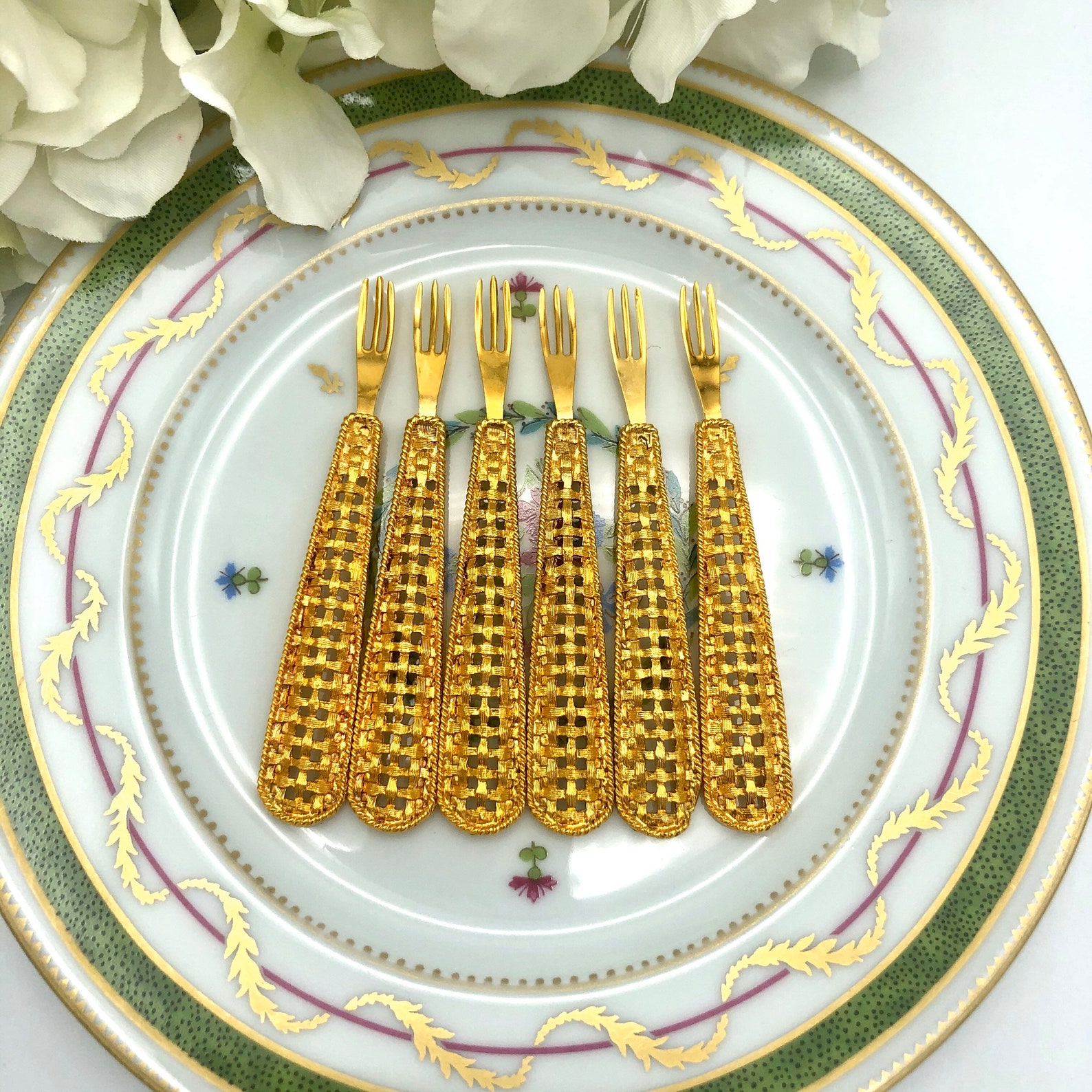Vintage Gold Cocktail Forks Janis Collection 24K Gold Plated Etsy