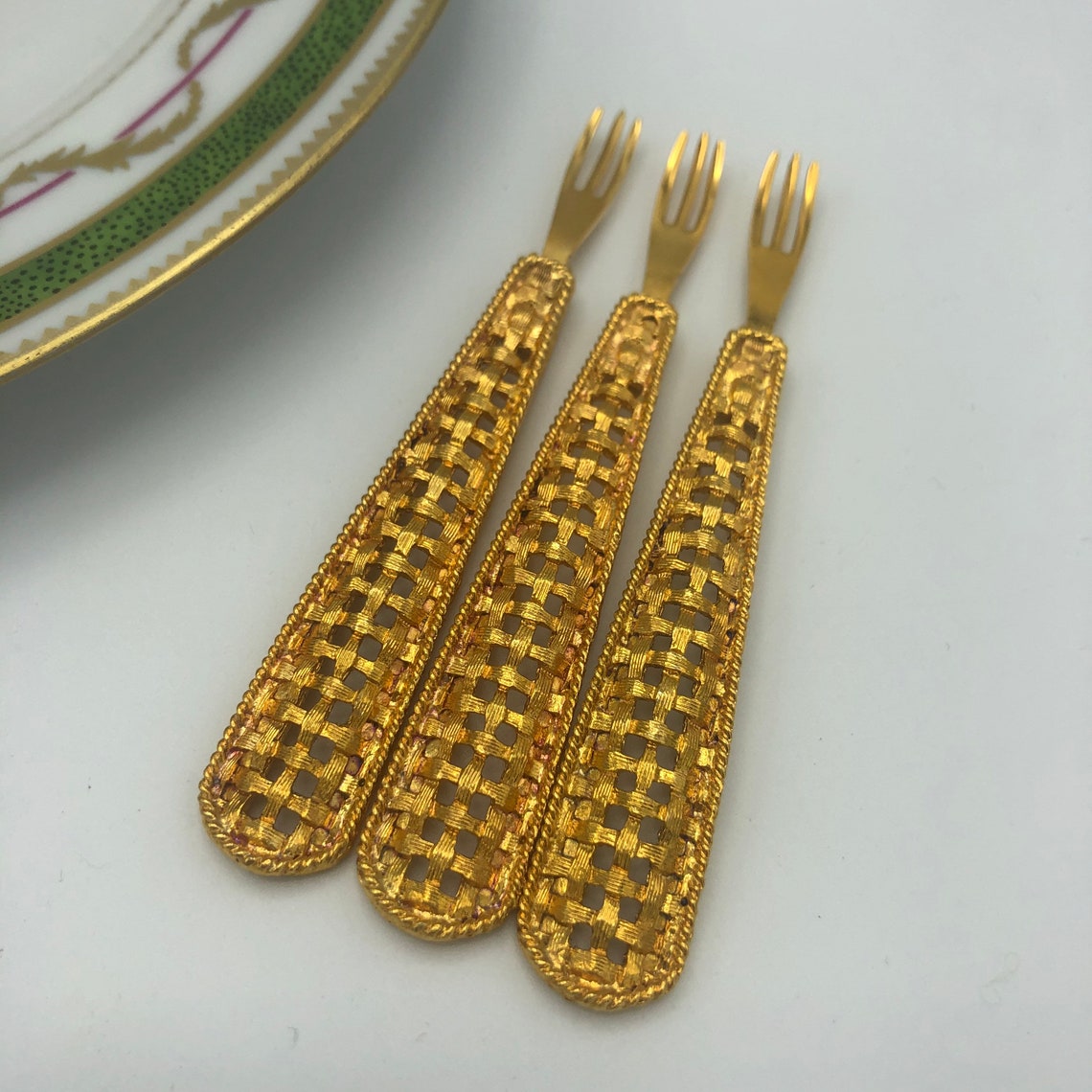 Vintage Gold Cocktail Forks Janis Collection 24K Gold Plated Etsy