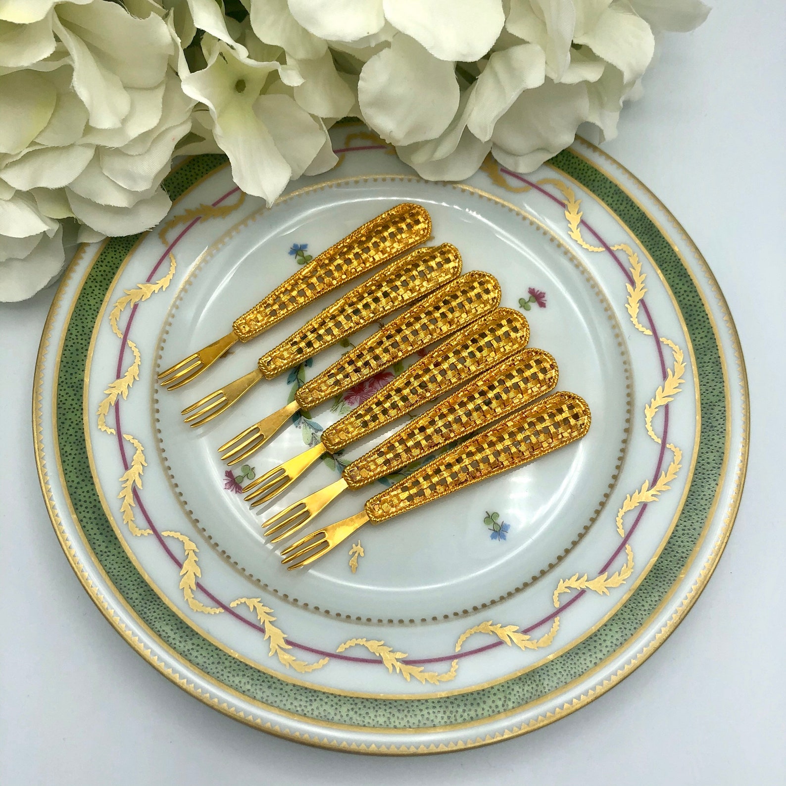 Vintage Gold Cocktail Forks Janis Collection 24K Gold Plated Etsy