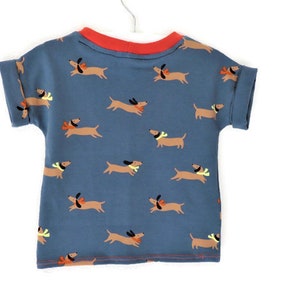 Dachshund T-shirt, size 80, short sleeve shirt, dog shirt, baby shirt, kids shirt, unisex, organic clothing image 6
