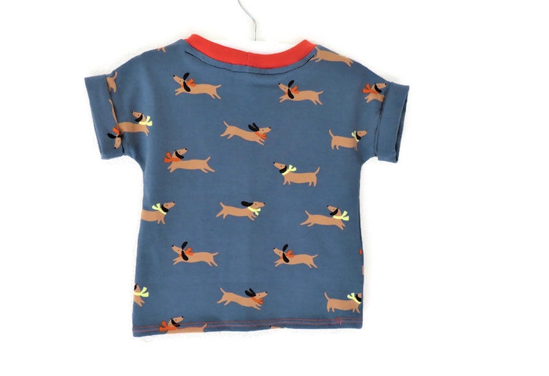 Dachshund T-shirt, size 80, short sleeve shirt, dog shirt, baby shirt, kids shirt, unisex, organic clothing image 6