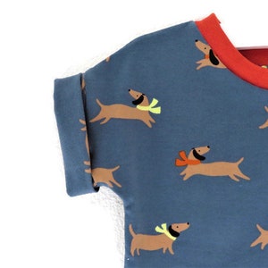 Dachshund T-shirt, size 80, short sleeve shirt, dog shirt, baby shirt, kids shirt, unisex, organic clothing image 2