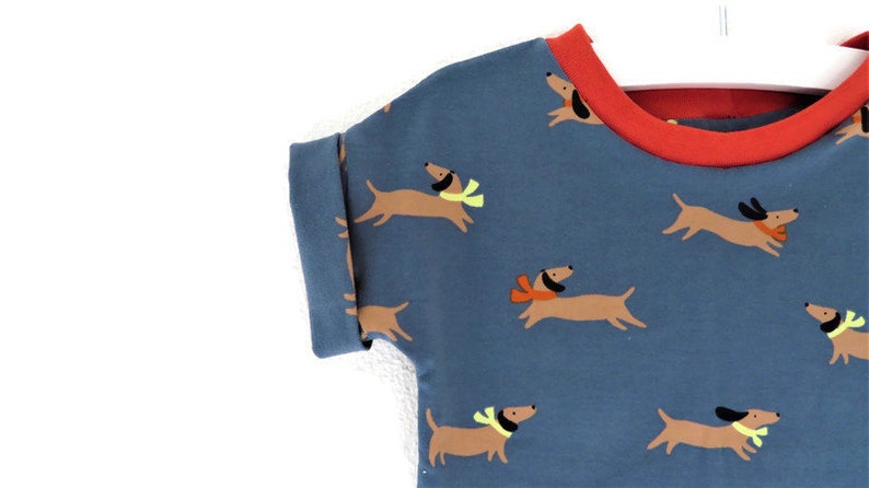 Dachshund T-shirt, size 80, short sleeve shirt, dog shirt, baby shirt, kids shirt, unisex, organic clothing image 2