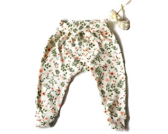 baby pants, dried flower leggings, baby basics, size 74, 6-9 months, baby girl, wild flowers