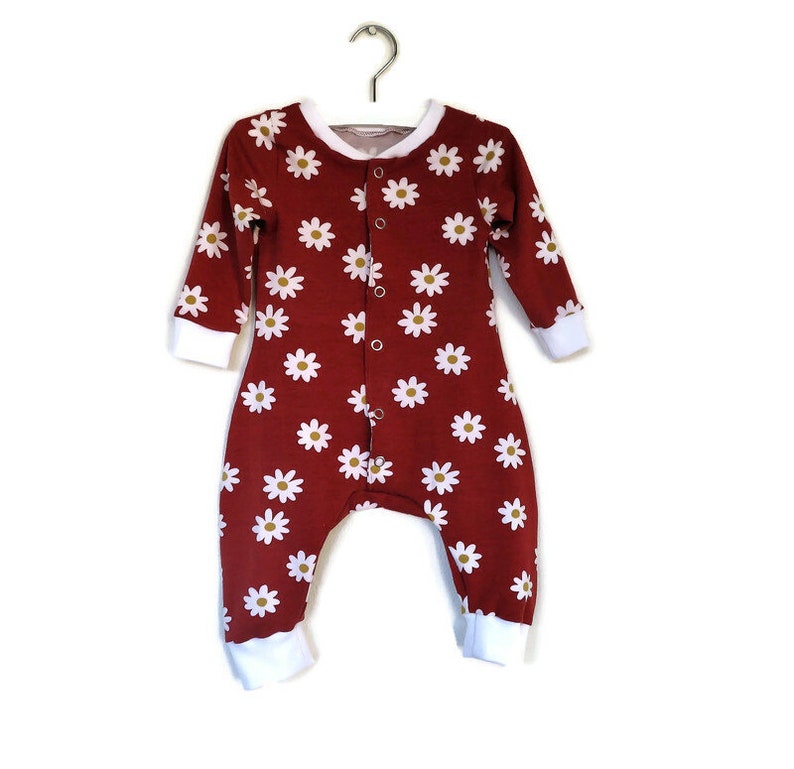 baby suit flowers, playsuit, jumpsuit, baby onesie, flower romper, baby overall, baby pajamas, size 68, organic clothes immagine 1