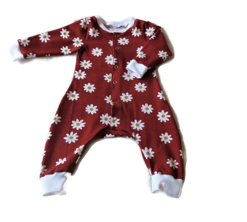 baby suit flowers, playsuit, jumpsuit, baby onesie, flower romper, baby overall, baby pajamas, size 68, organic clothes imagen 3
