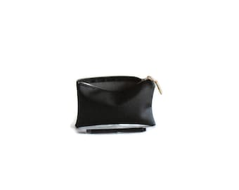 black pencil case,  imitation leather, pouch, little case, cosmetics bag, gift for him, maaroza, zipper pouchq