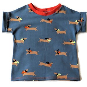 Dachshund T-shirt, size 80, short sleeve shirt, dog shirt, baby shirt, kids shirt, unisex, organic clothing image 5