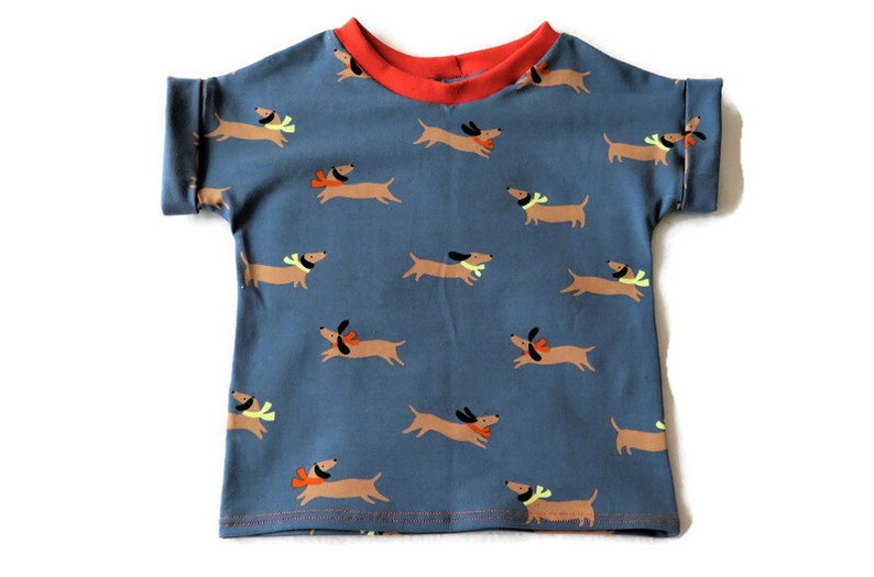 Dachshund T-shirt, size 80, short sleeve shirt, dog shirt, baby shirt, kids shirt, unisex, organic clothing image 5