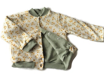 lemon baby rib jacket, lemon cardigan, size 86-92, 18-24 months, organic, summer jacket, spring jacket, lined jacket