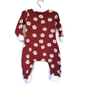 baby suit flowers, playsuit, jumpsuit, baby onesie, flower romper, baby overall, baby pajamas, size 68, organic clothes immagine 7