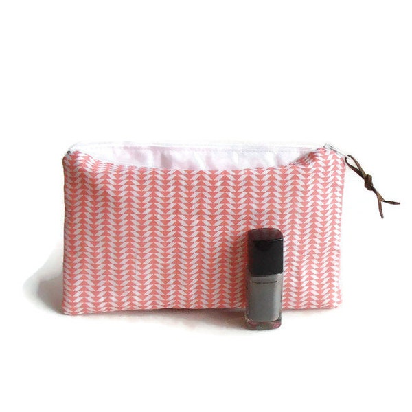 makeup bag little pink triangles, school, travelling, make-up bag, pencil case,for girl