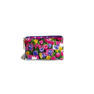 pencil case Tulips, flowers pink, summer, tulips, make-up bag, pencil pouch, pouch for her, gift idea, school items, dots, cosmetic pouch