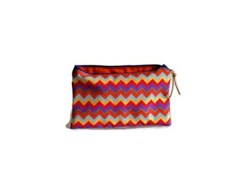 Retro pencil case, orange pencil case, purple pencil case,  make-up bag, orange pouch, little bag, small bag, zipper pouch