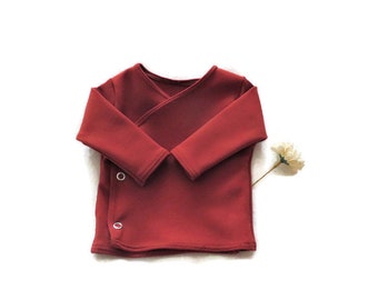 T-Shirt mit Wickel, Wickelshirt, Größe 50, Neugeborenen-Pullover, Neugeborenen-Kleidung, Bio-Babykleidung
