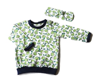 shirt with apples, size 80, 12 months, cool baby clothes, unisex, handmade