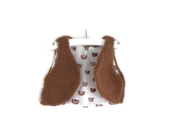 gilet teddy met regenboog voering, bodywarmer, gevoerd vestje maat 68/74, mouwloos vest, bolero