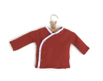 T-Shirt mit Wickel, Wickelshirt, Größe 50, Neugeborenen-Pullover, Neugeborenen-Kleidung, Bio-Babykleidung