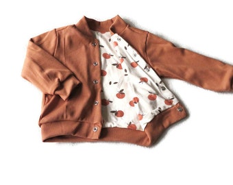 Rosa Baby-Rippjacke, Apricot-Cardigan, Größe 74-80, 9 - 14 Monate, Bio, Sommerjacke, Frühlingsjacke, gefütterte Jacke