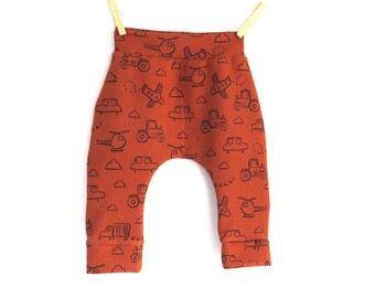 baby pants helicopter and trucks, baby basics, size 68, baby leggings, baby boy