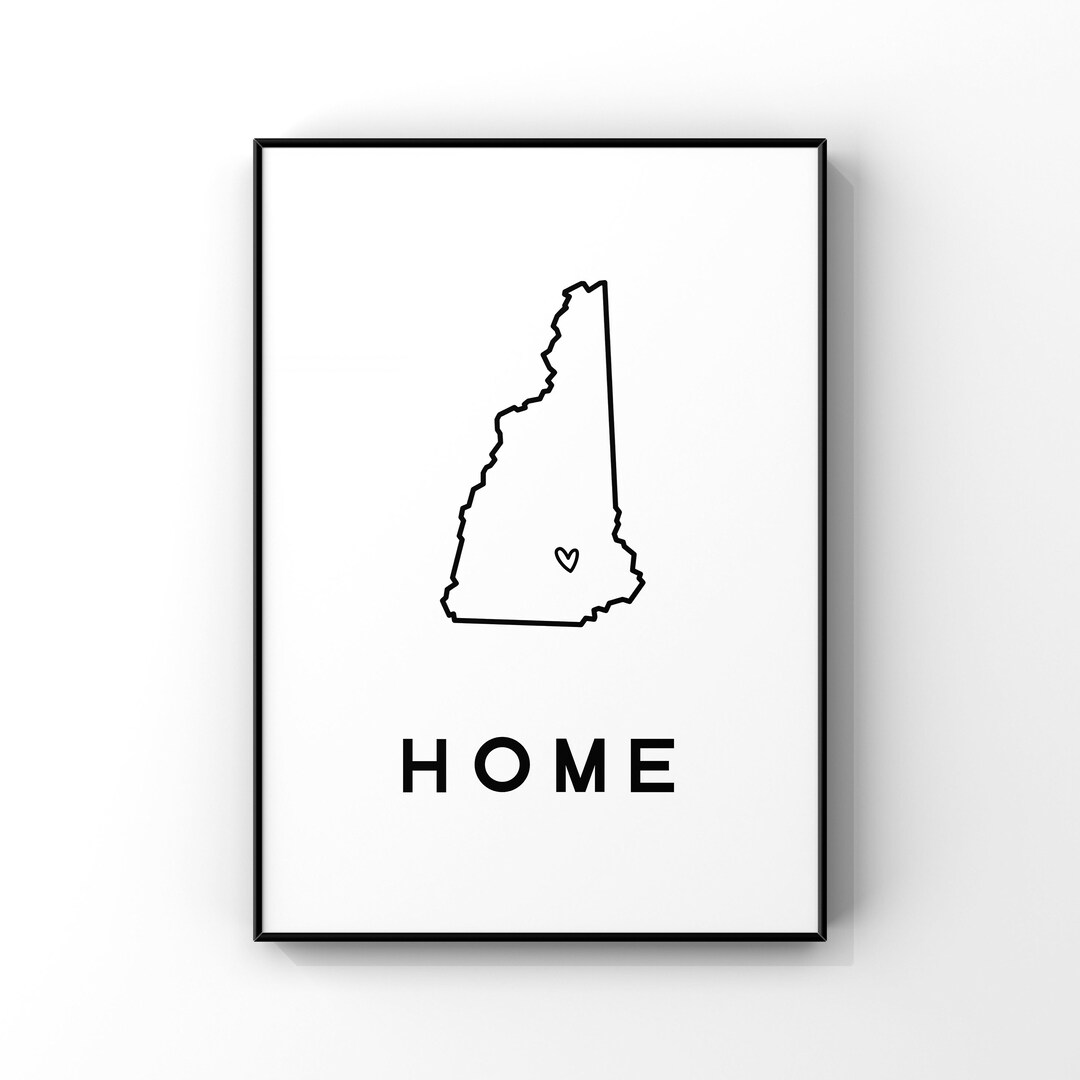 Custom New Hampshire Art Custom State Printnew Hampshire Etsy
