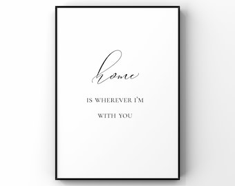 Home is wherever I’m with you,Quote print, Entryway decor,Living room wall art,Housewarming gift,Quote print poster,Home wall decor