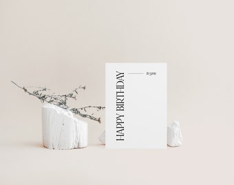 Happy birthday to you card,Birthday card,Happy Birthday,Minimalist birthday card,Card for friend,Gender neutral card,Luxury card