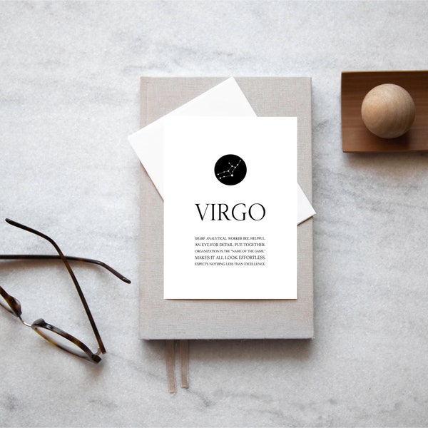 Virgo greeting card,Zodiac Virgo card,Zodiac birthday card,Virgo constellation card,Astrology card,Virgo gift,Zodiac greeting card