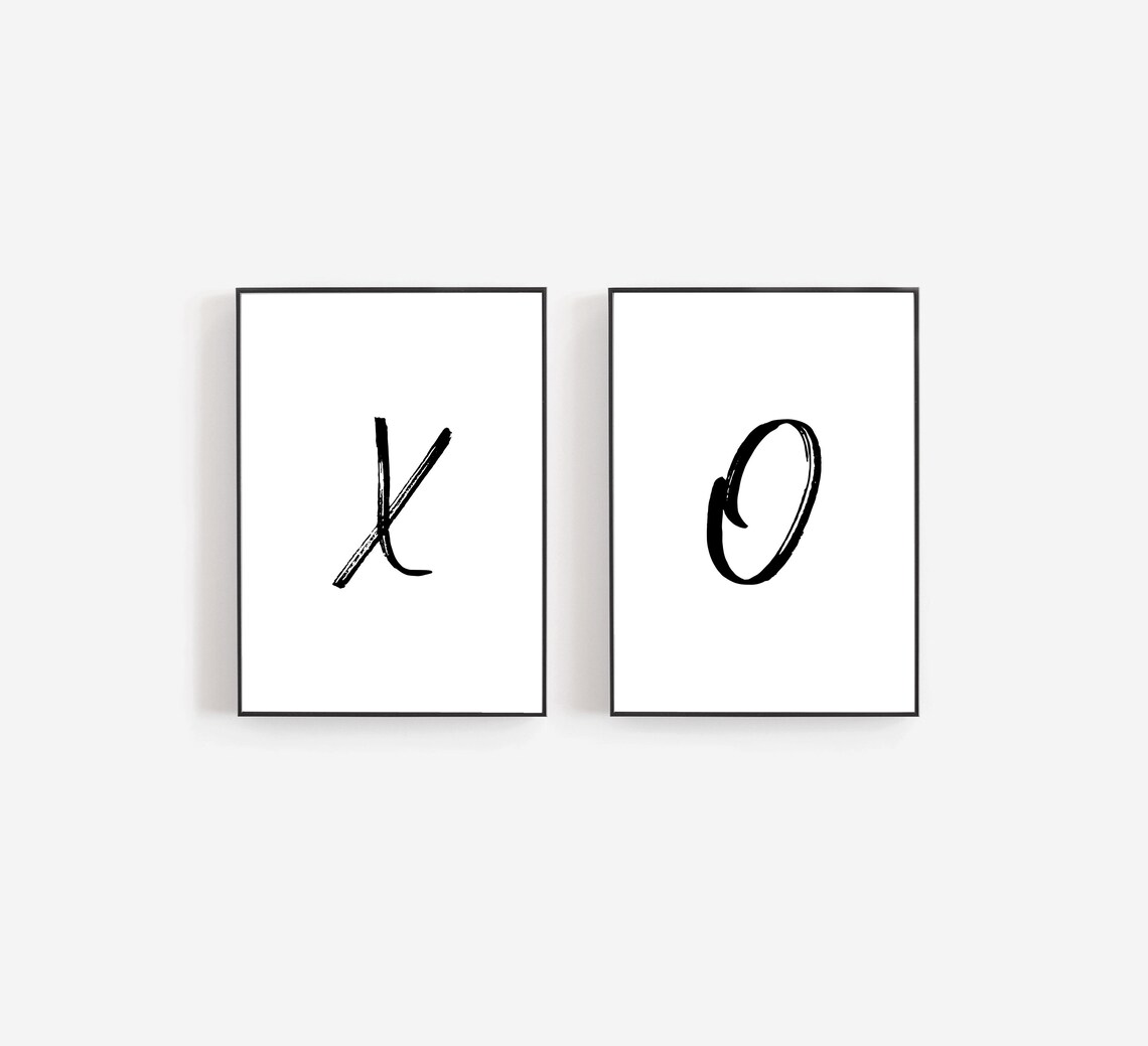 Set of Two Prints XO Art Print XO Wall Art Love Wall Decor Etsy