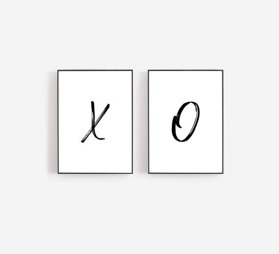 Set of Two Prints XO Art Print XO Wall Art Love Wall Decor Etsy