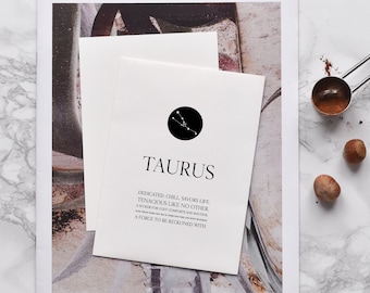 Taurus greeting card,Zodiac Taurus card,Zodiac birthday card,Taurus constellation card,Astrology card,Taurus gift,Zodiac greeting card