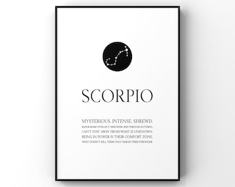 Scorpio print,Scorpio wall art,Zodiac Scorpio print,Scorpio constellation,Scorpio gift,Zodiac print,Astrology print,Star sign,Scorpio art