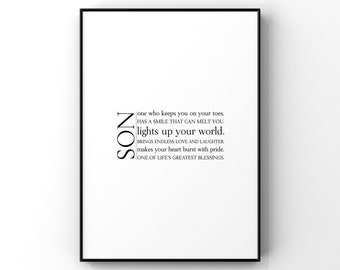 Son definition,Son definition print,Son print,Gift for Son,Son birthday gift,Son definition,Son quote,Gift from Mom,Gift from parents