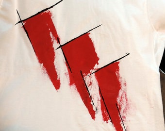 No. 1 - Large, Hand-painted, Only one, white cotton Tee