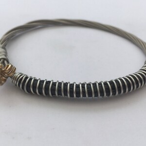 Recycled Guitar String Bracelet, styled with silver plated copper wire. Unisex Unique Guitarist Gift image 6