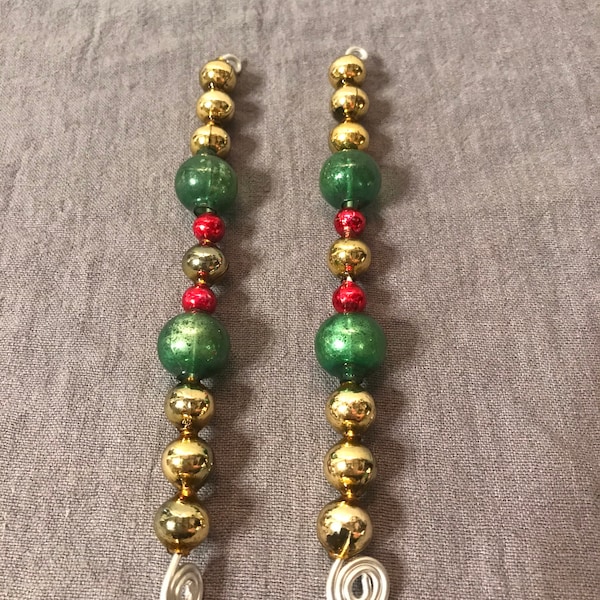 Christmas ornaments, Holiday decorations, vintage mercury glass beads, colorful