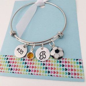 Personalized Soccer Bracelet, Soccer Player Gift, Custom Soccer Bracelet