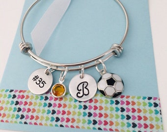 Personalized Soccer Bracelet, Soccer Player Gift, Custom Soccer Bracelet