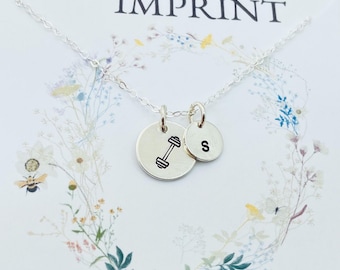 Dumbbell Necklace, Weightlifting Gift, Fitness Instructor Gift, Barbell Charm Jewerly