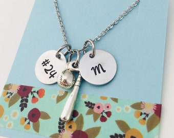 Softball Necklace, Personalized Baseball Necklace, Softball Mom Necklace, Baseball Mom, Girls Baseball Necklace