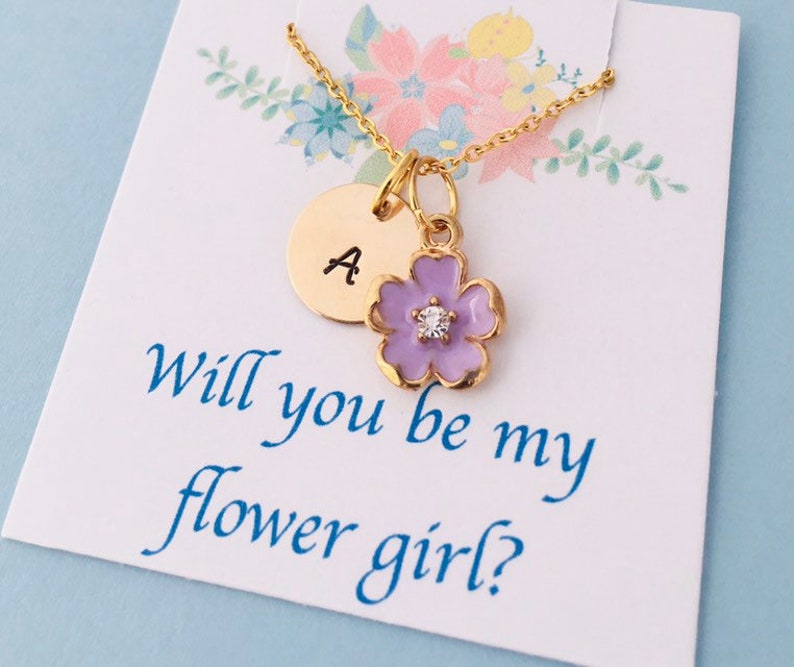 Flower Girl Necklace Flower Girl Gift Will You Be My Flower Etsy