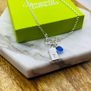 Charm Holder Necklace, Sterling Silver Front Clasp Necklace, Initial and Birthstone Charm, Sailors Clasp, Bolt Clasp