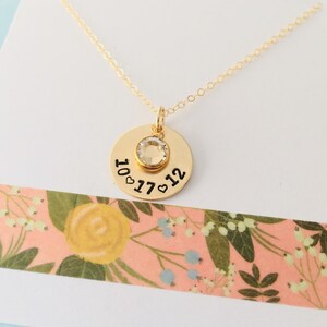 New Mom Necklace, Mom Date Birthstone Necklace, Baby’s Birthdate Necklace, Gift for New Mom